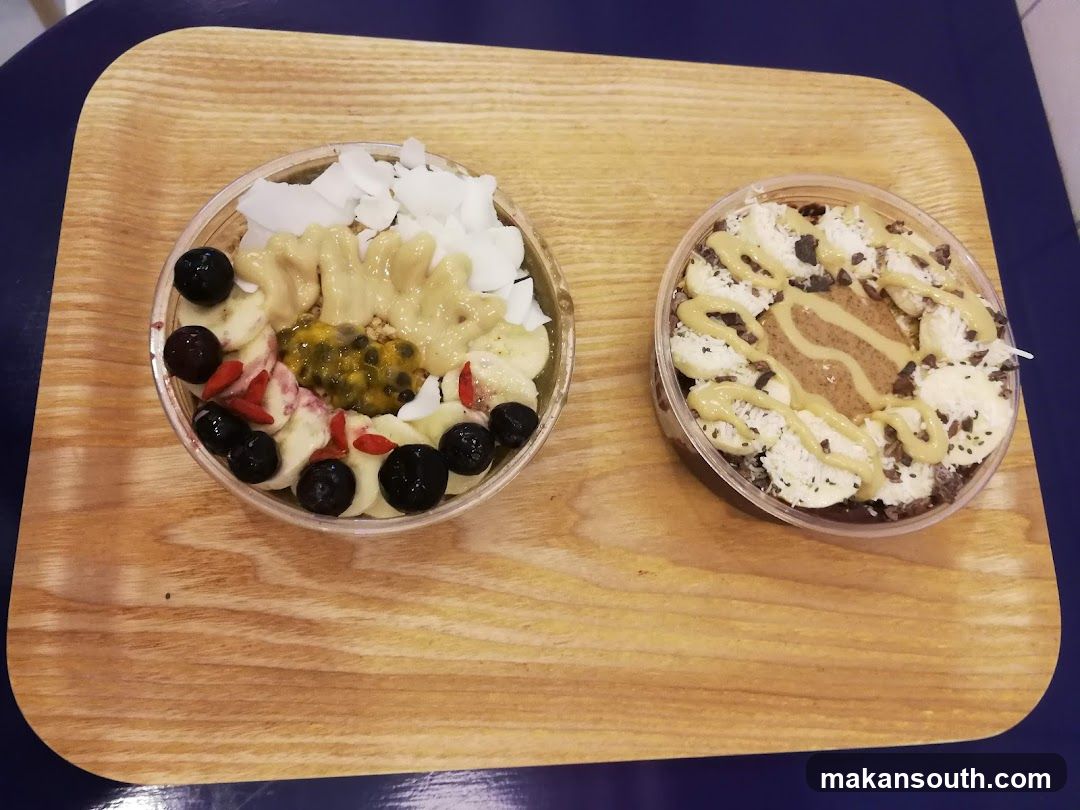 Fruit and Dessert Bowls on Wooden Tray