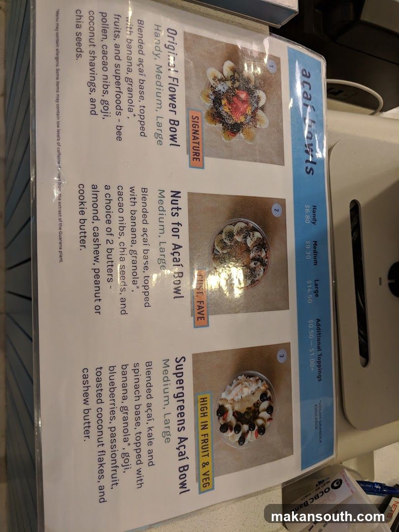 Acai Bowl Menu