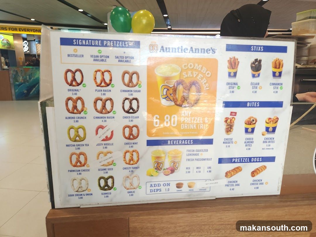 Auntie Anne's Menu Board
