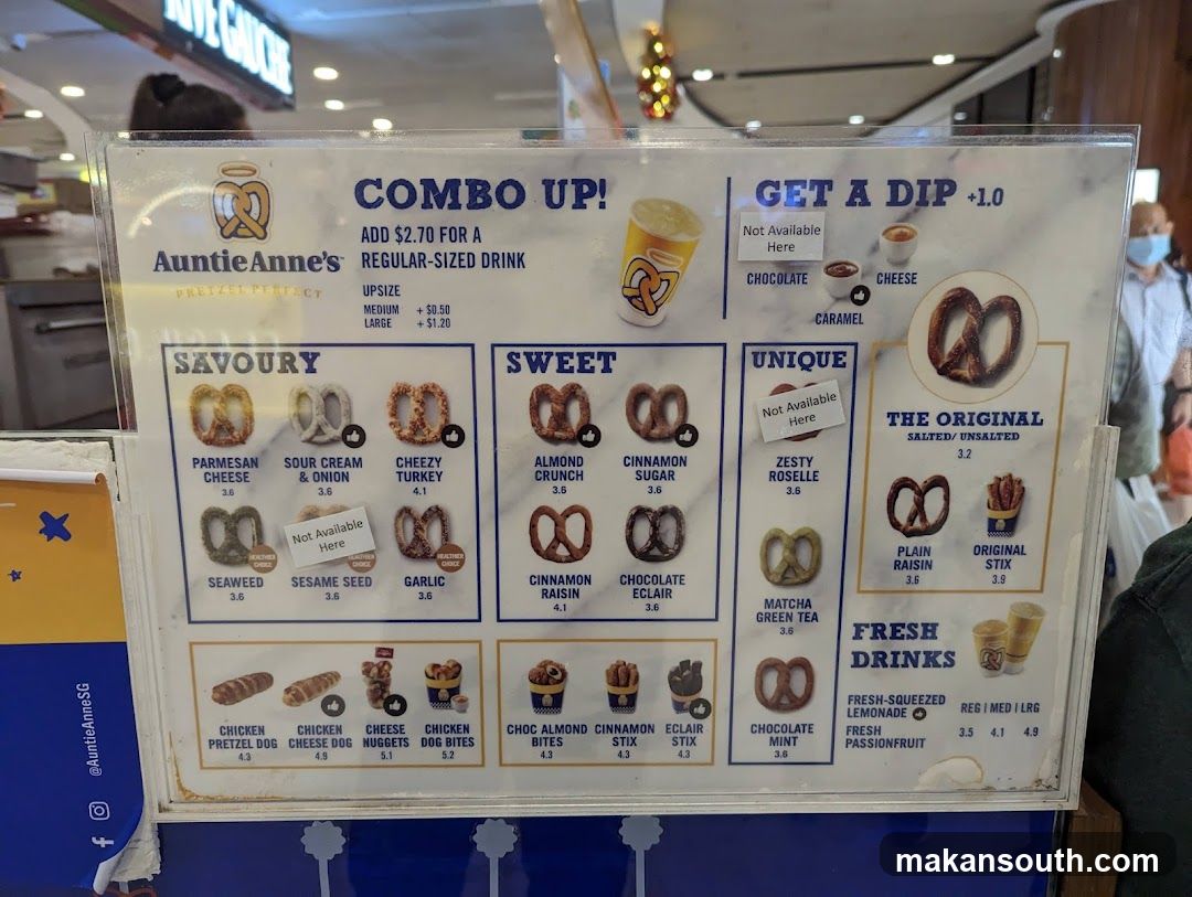 Auntie Anne's Combo Up Menu