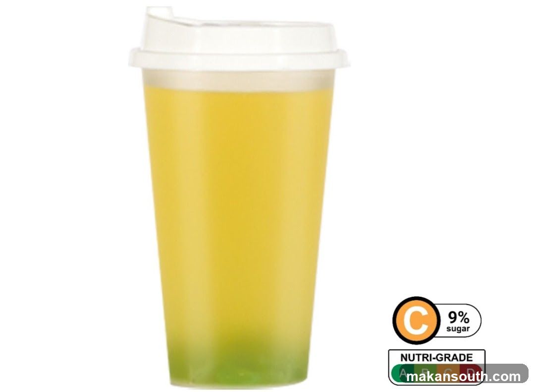 Yellow Drink in Cup with Nutri-Grade Label