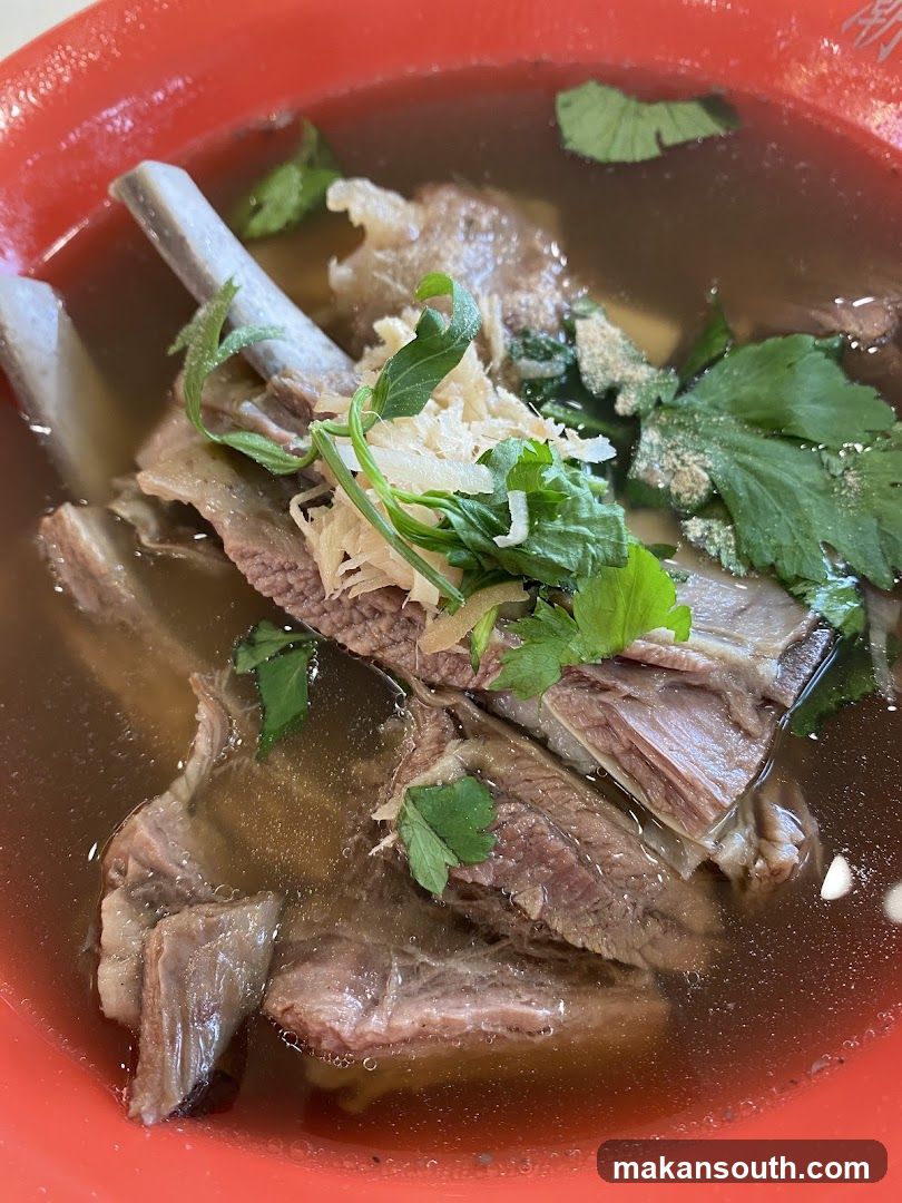 Bowl of Meat Soup with Garnish