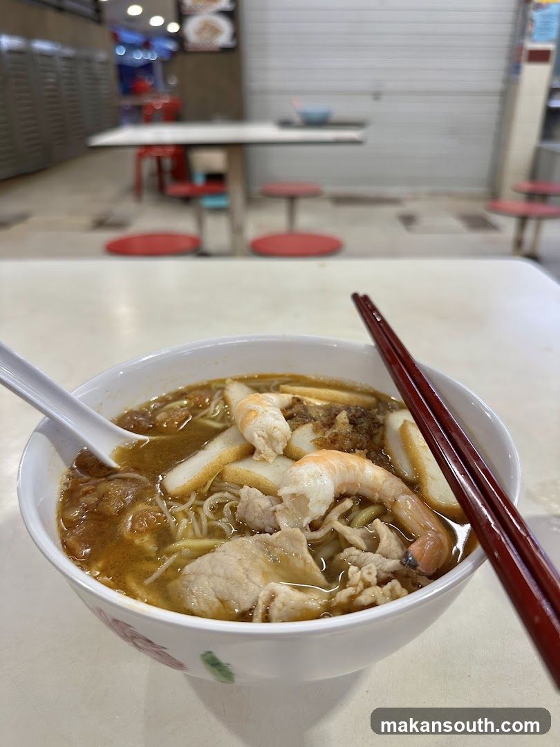 Bowl of Noodle Soup with Shrimp and Fish Balls