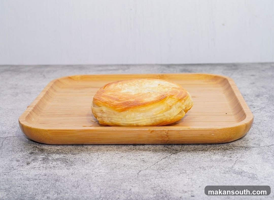 Flaky Pastry on Wooden Tray