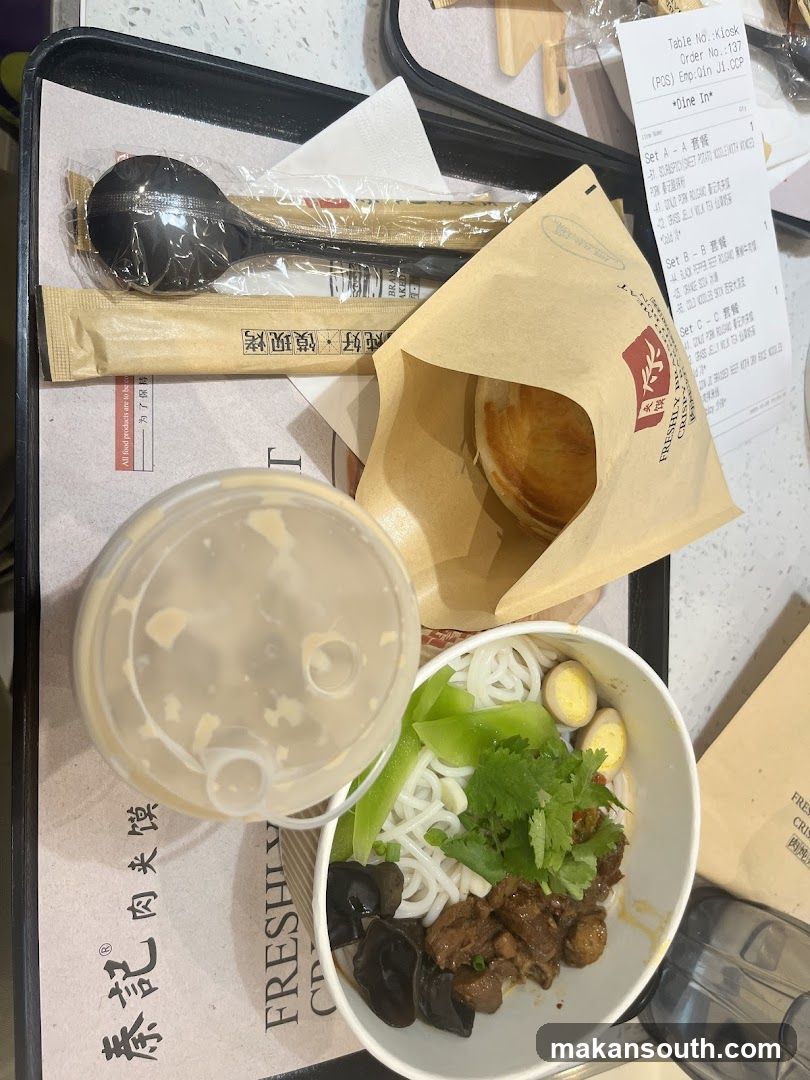A tray of food items at a restaurant