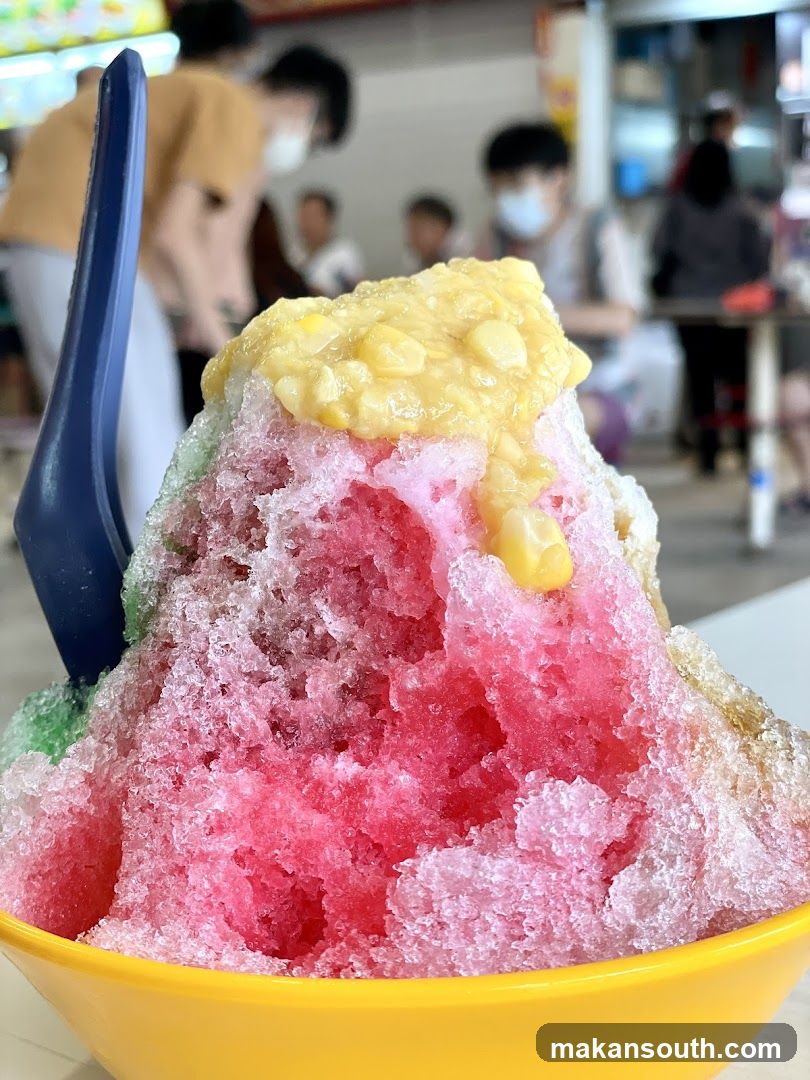 Colored Shaved Ice with Corn Syrup