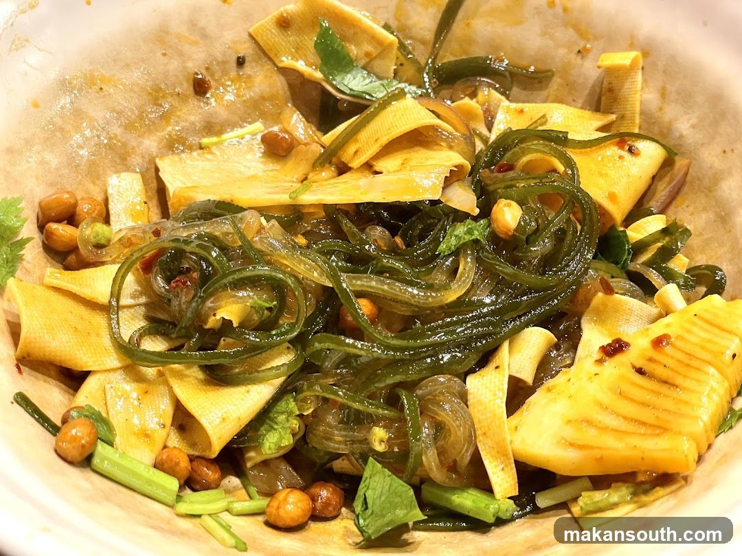 Spicy Cold Noodle Salad with Tofu Skin and Sesame Peanuts