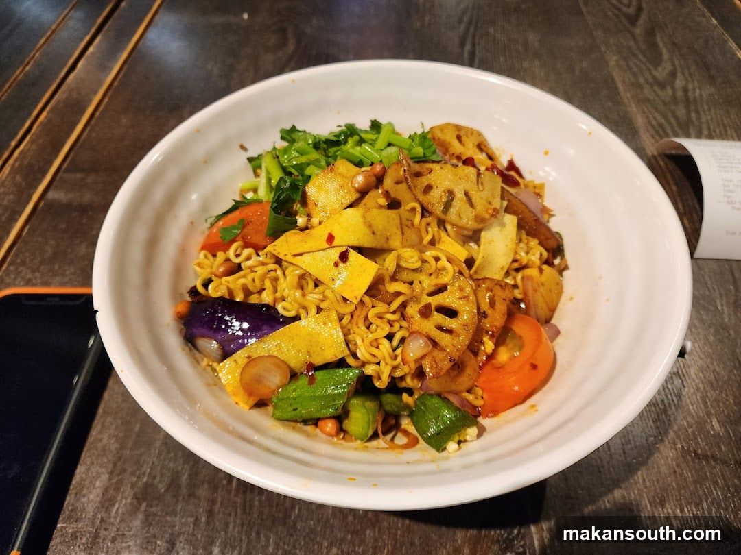 Spicy Ramen Bowl with Vegetables and Lotus Root