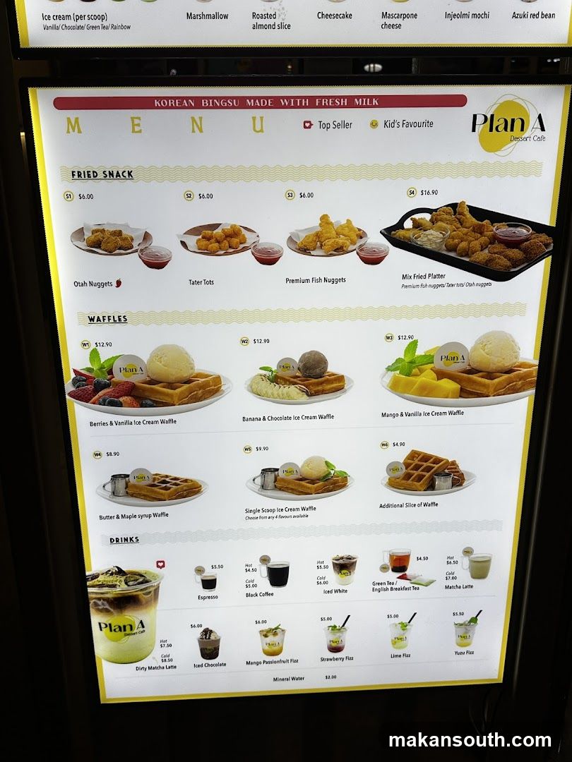 Plan A Yogurt Cafe Menu