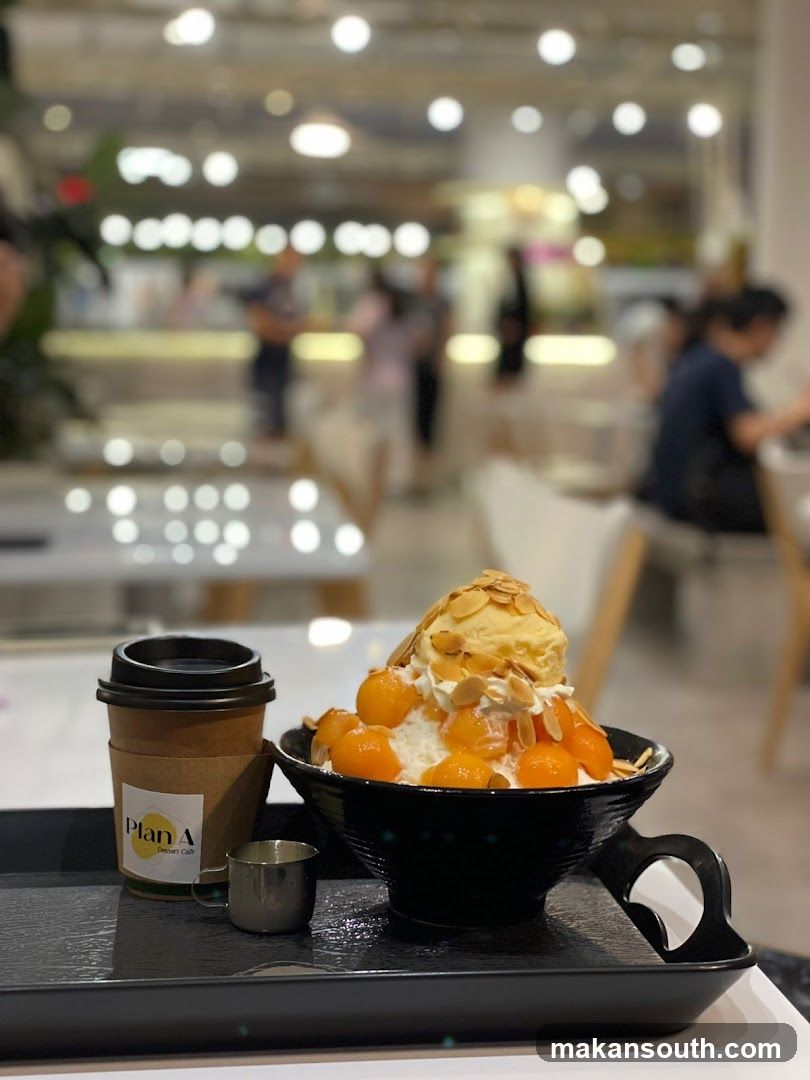 Dessert and Coffee in a Cafeteria