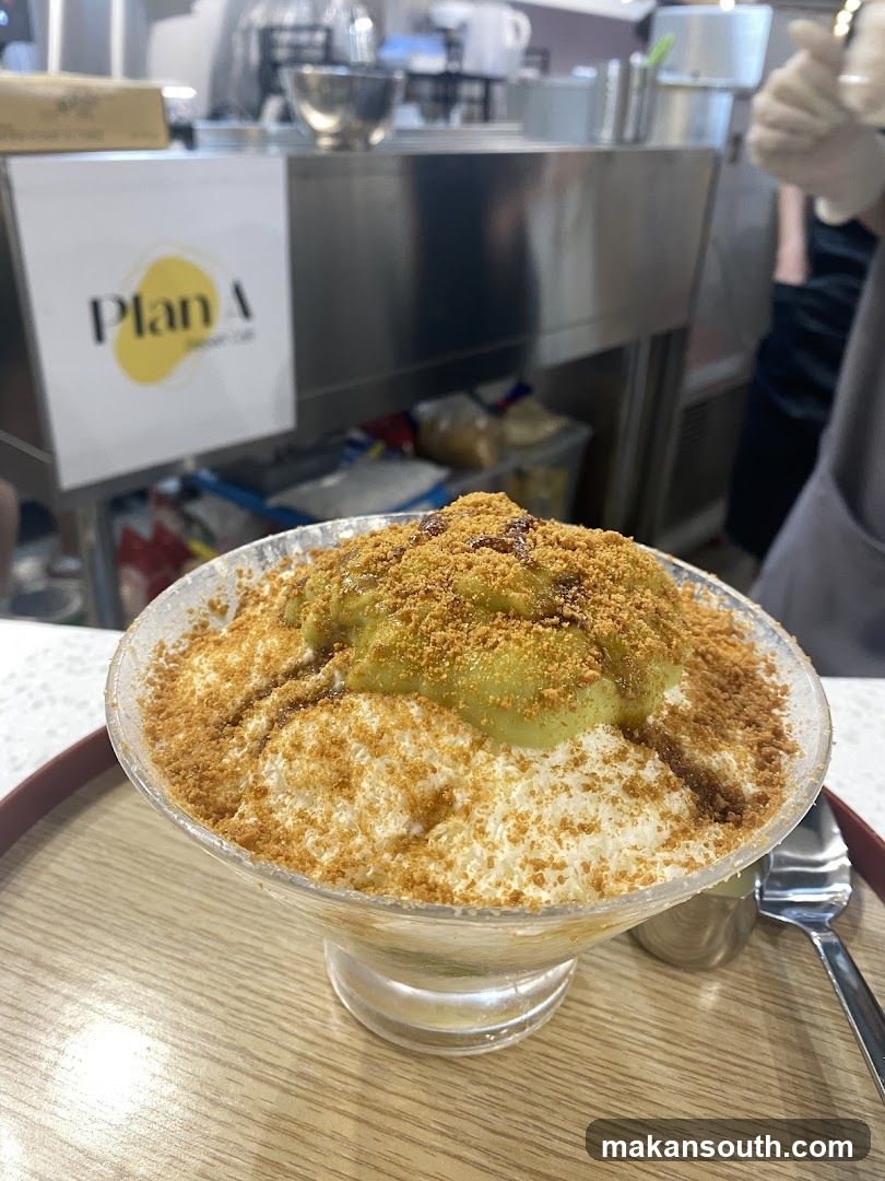 Dessert Bowl with Crumbs and Sauce