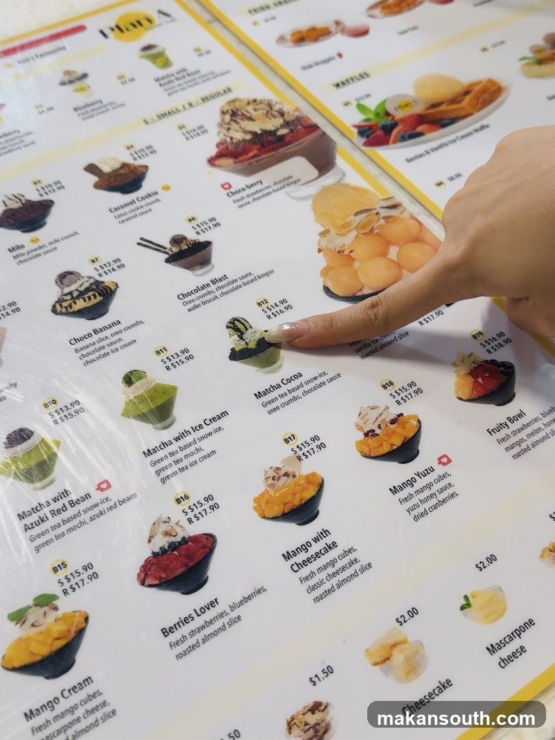 Dessert Menu with Matcha and Mango Flavors
