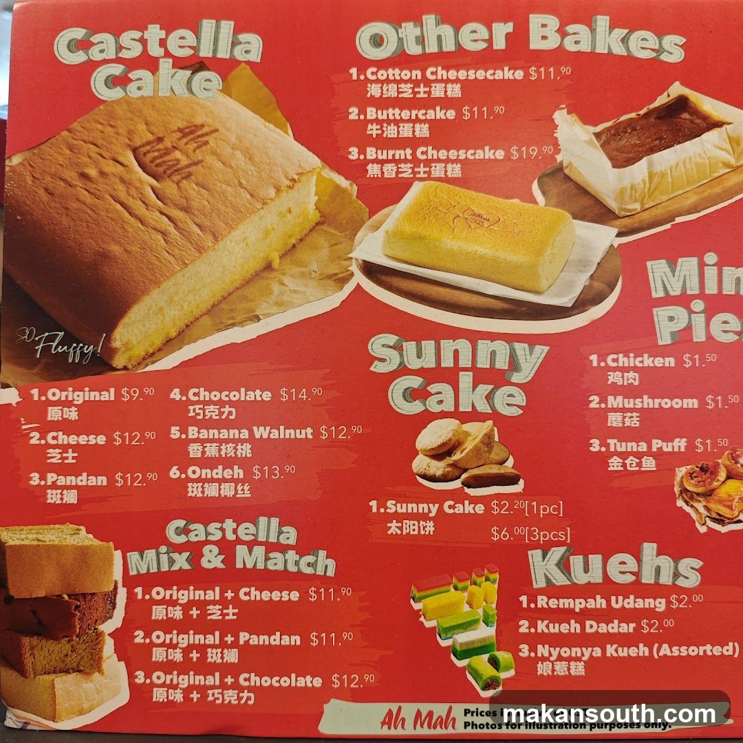 Castella Cake & Other Bakes Menu