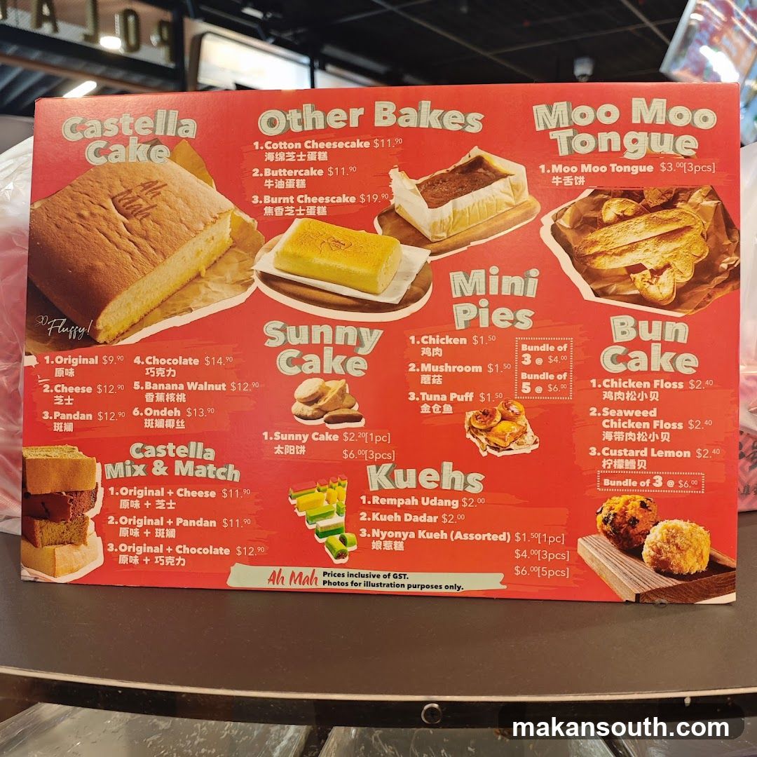 Castella Cake Menu Board