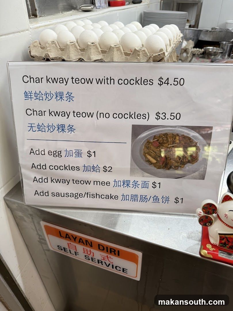 Char Kway Teow Menu Board