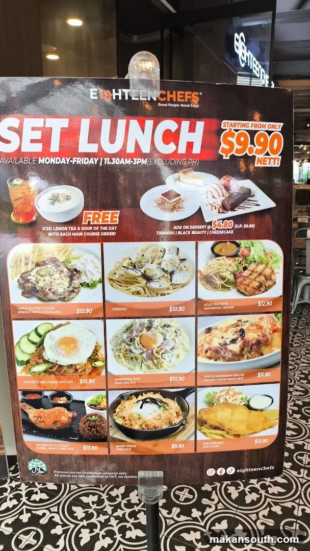 Eighteen Chefs Set Lunch Menu