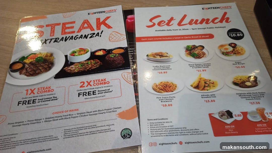 Eighteen Chefs Menu Flyers