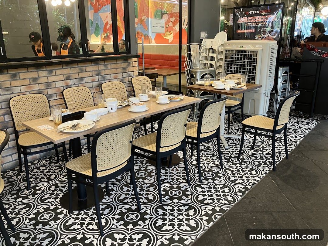 Restaurant Interior with Outdoor Seating Area