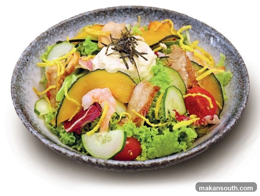 Salad Bowl with Seafood and Vegetables