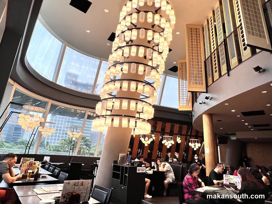 Restaurant Interior with Large Chandelier