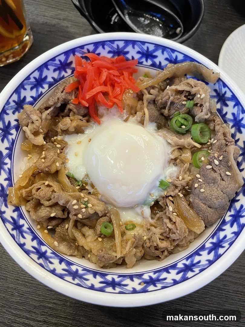 Beef Bowl with Egg and Pickled Ginger