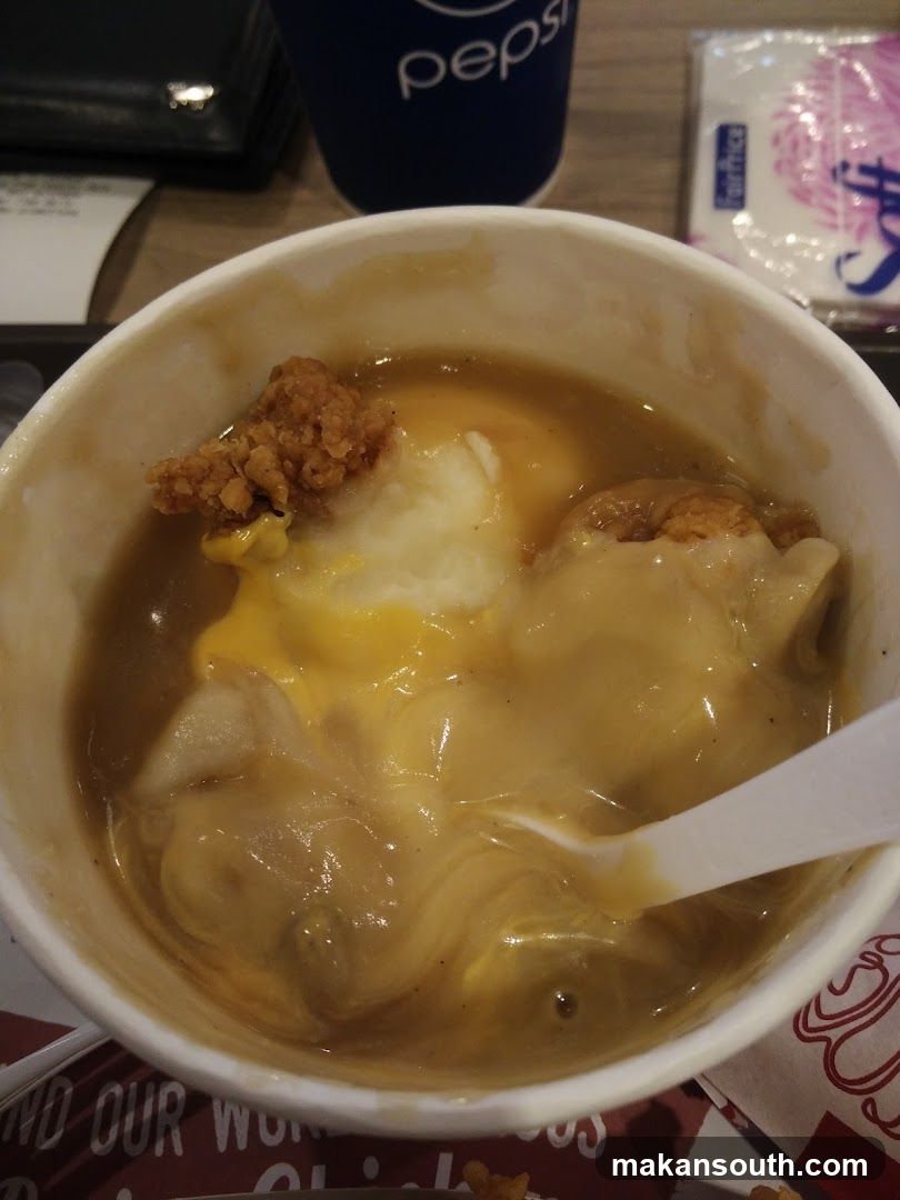 Bowl of Chicken Gumbo Soup with Fried Chicken