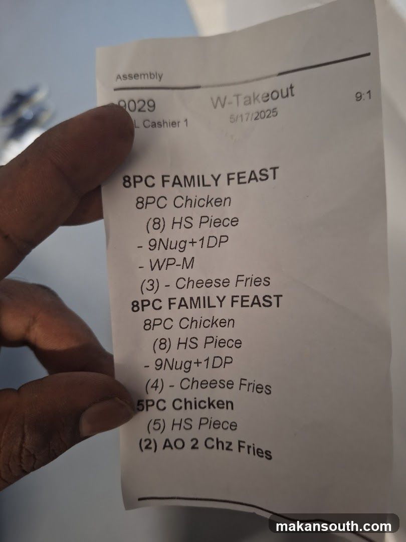 Receipt held in hand