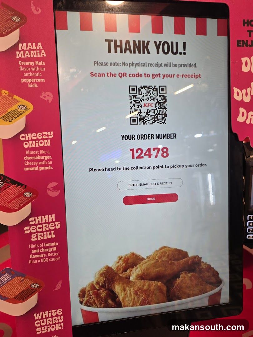 KFC E-Receipt Screen