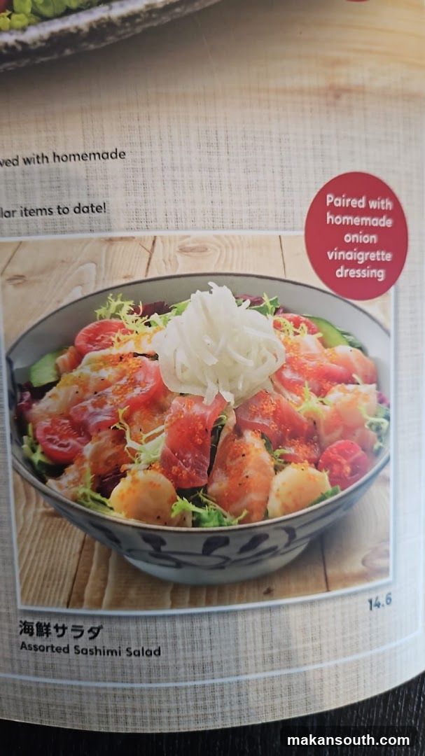 Assorted Sashimi Salad Menu Page