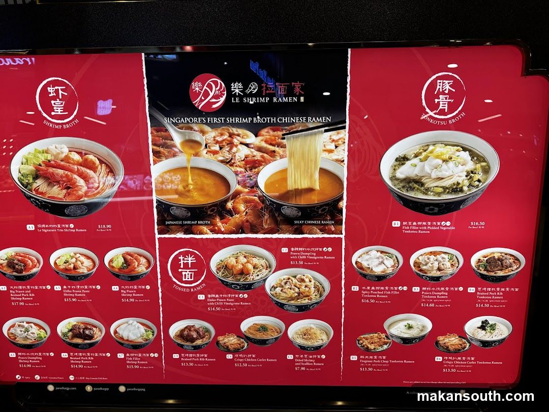 Le Shrimp Ramen Menu Board