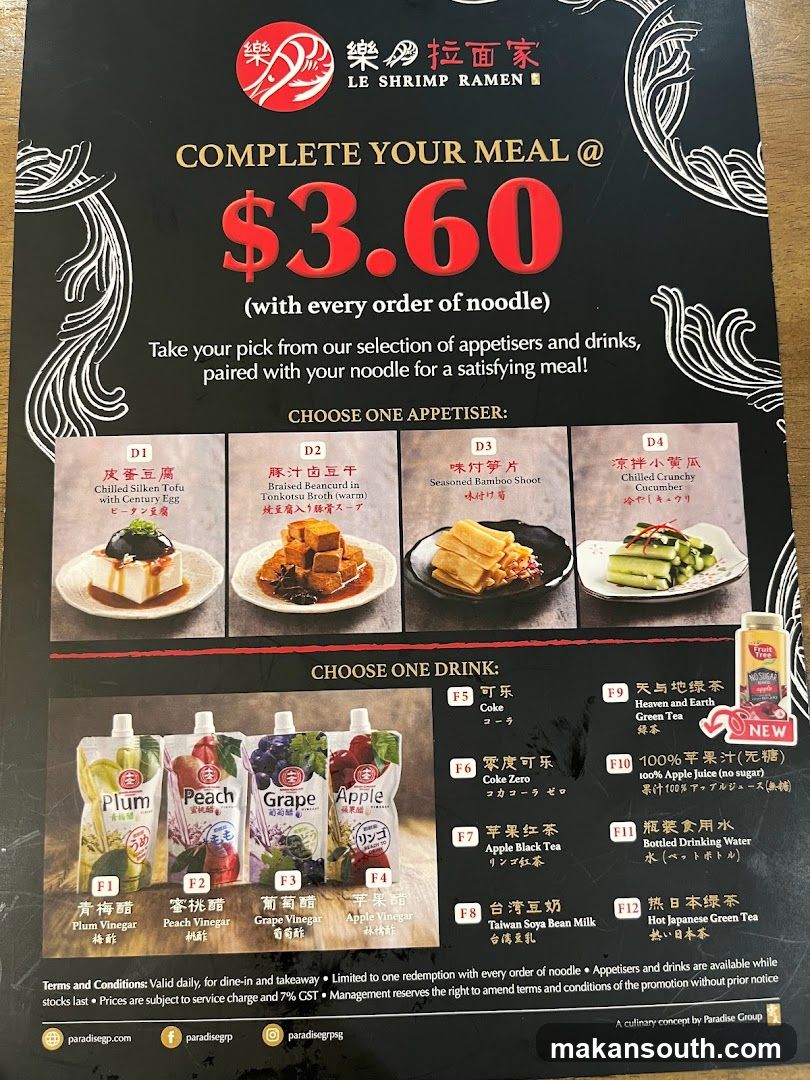 Le Shrimp Ramen Menu Flyer