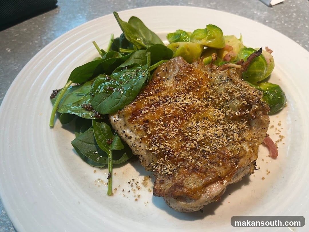 Grilled Pork Chop with Greens