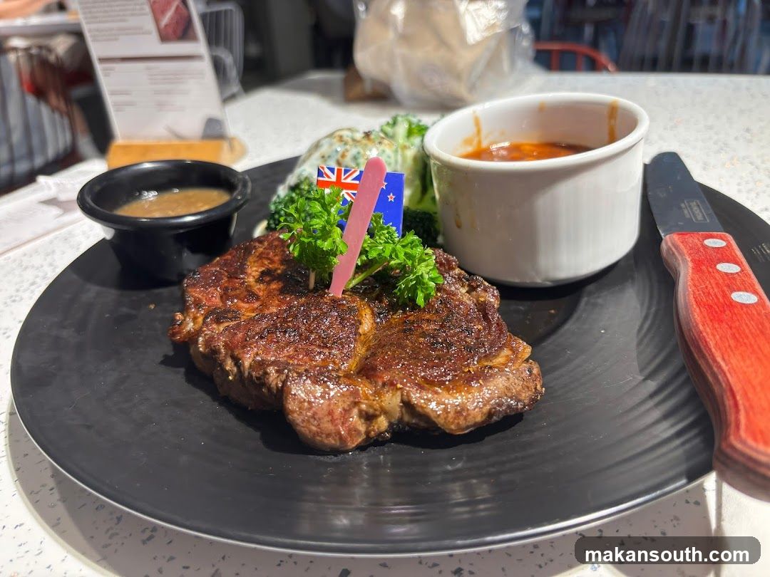 Steak with Sauces and Garnish