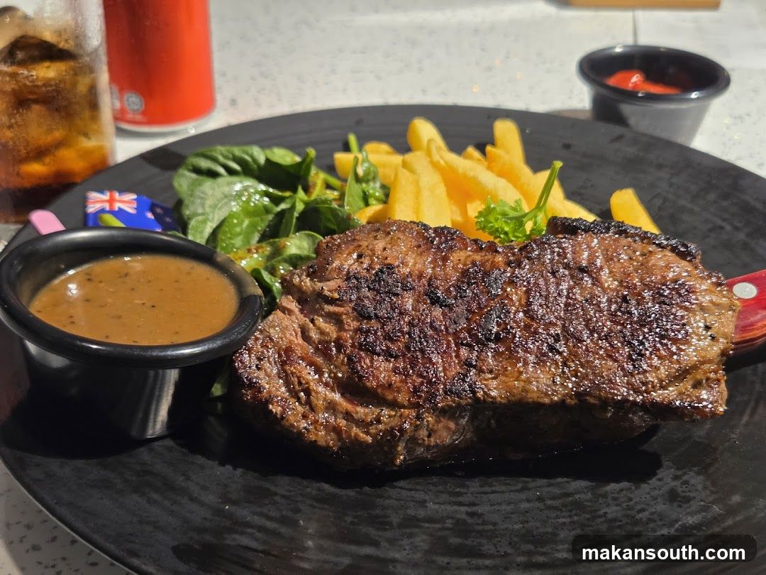 Grilled Steak with Fries and Salad