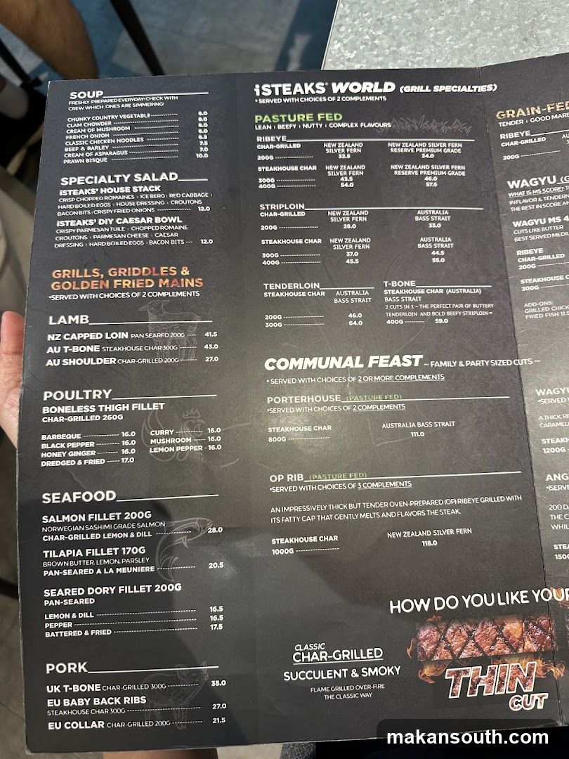 Steaks & World Grill Specialties Menu