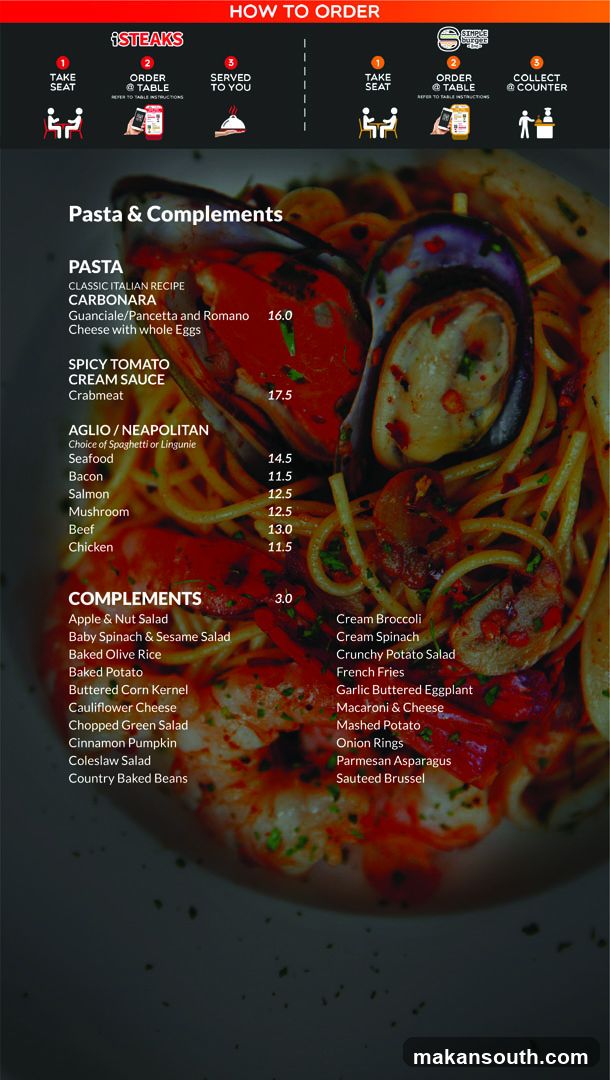 Pasta & Complements Menu
