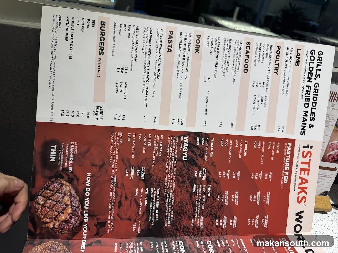 Grills, Golden Fried Mains & Steak Menu