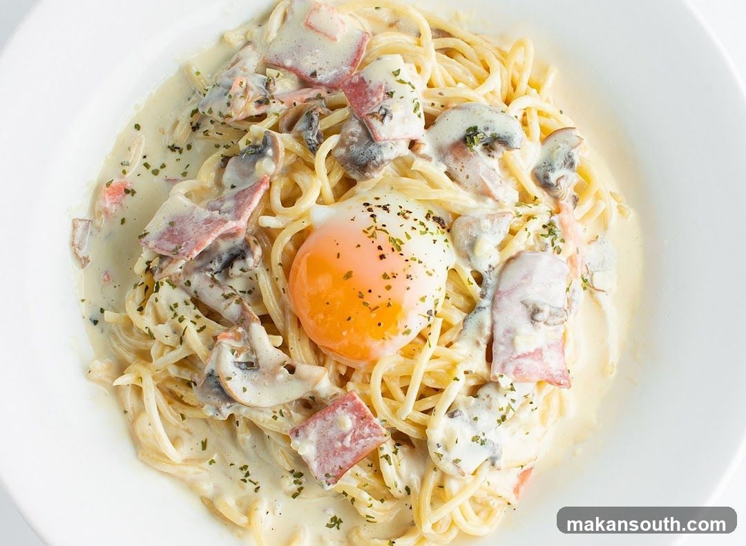 Creamy Pasta with Egg and Ham