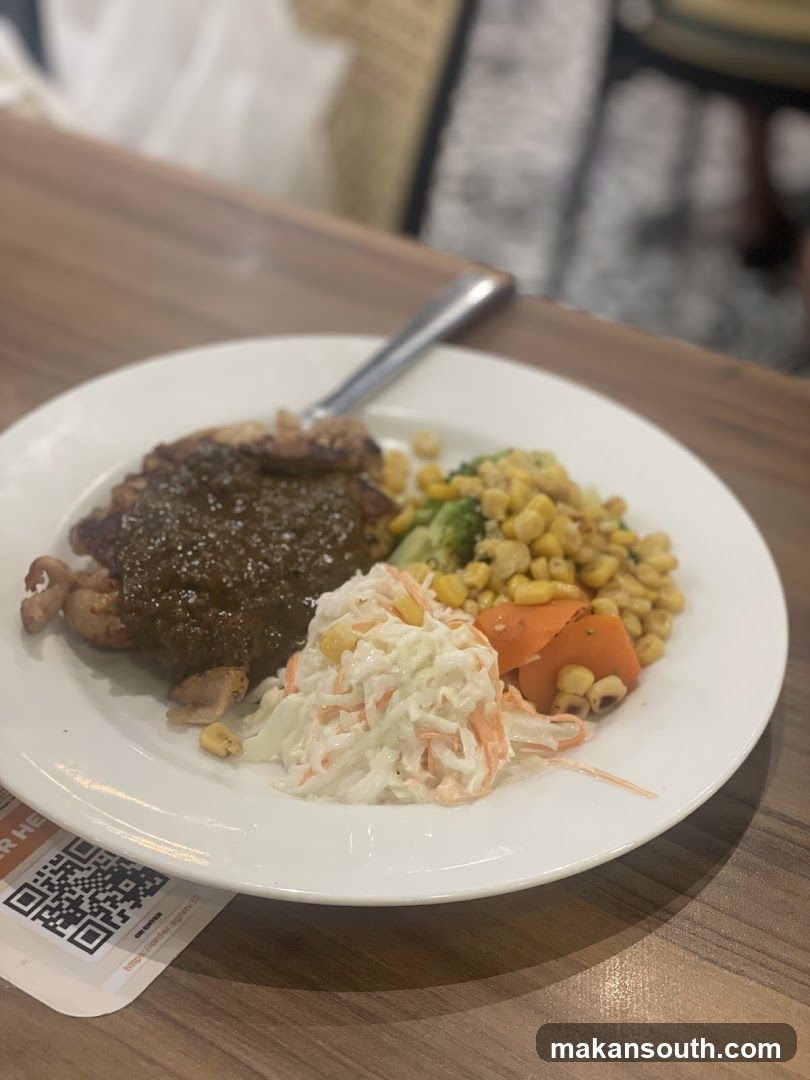 Plate of Food with Coleslaw and Corn Salad