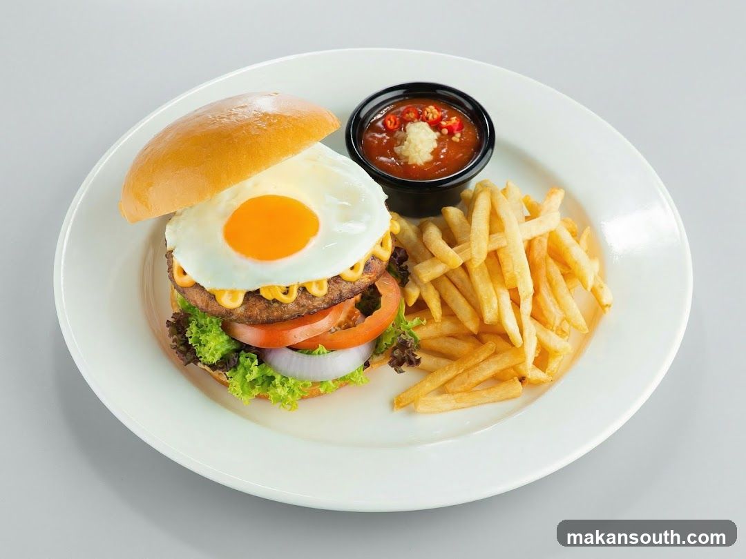 Burger with Fries and Sauce
