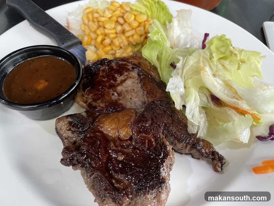 Grilled Steak with Corn and Salad