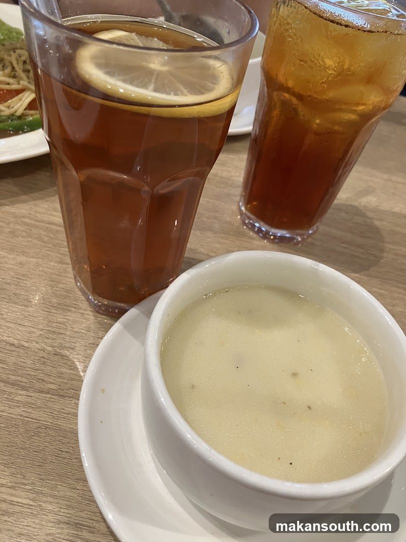 Tea and Soup at a Restaurant