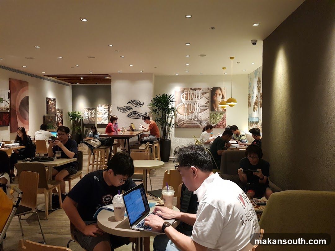 Coffee Shop Interior with Patrons Working