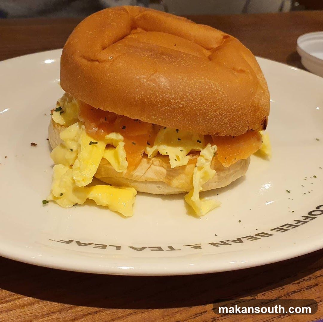 Breakfast Sandwich with Scrambled Eggs and Smoked Salmon