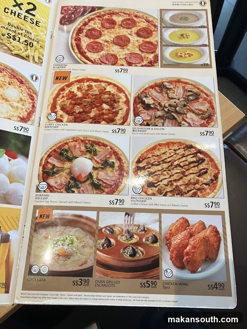 Pizza and Chicken Menu