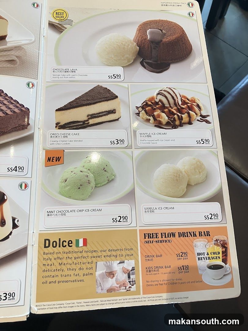 Dessert Menu Page