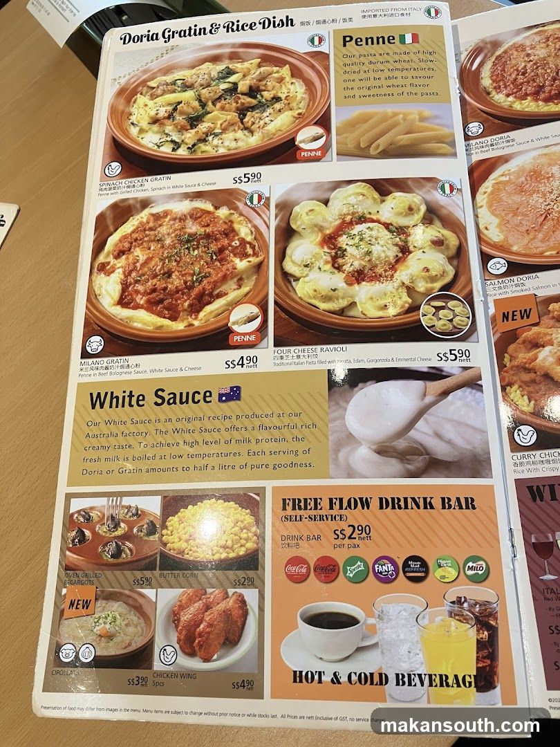 Doria Gratin & Rice Dish Menu
