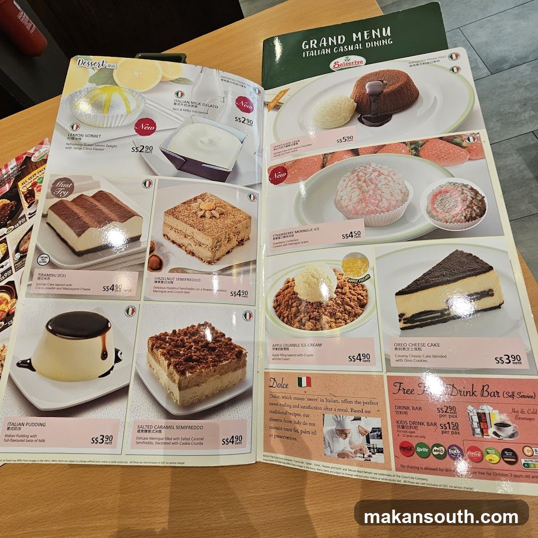 Biancheria Dessert Menu