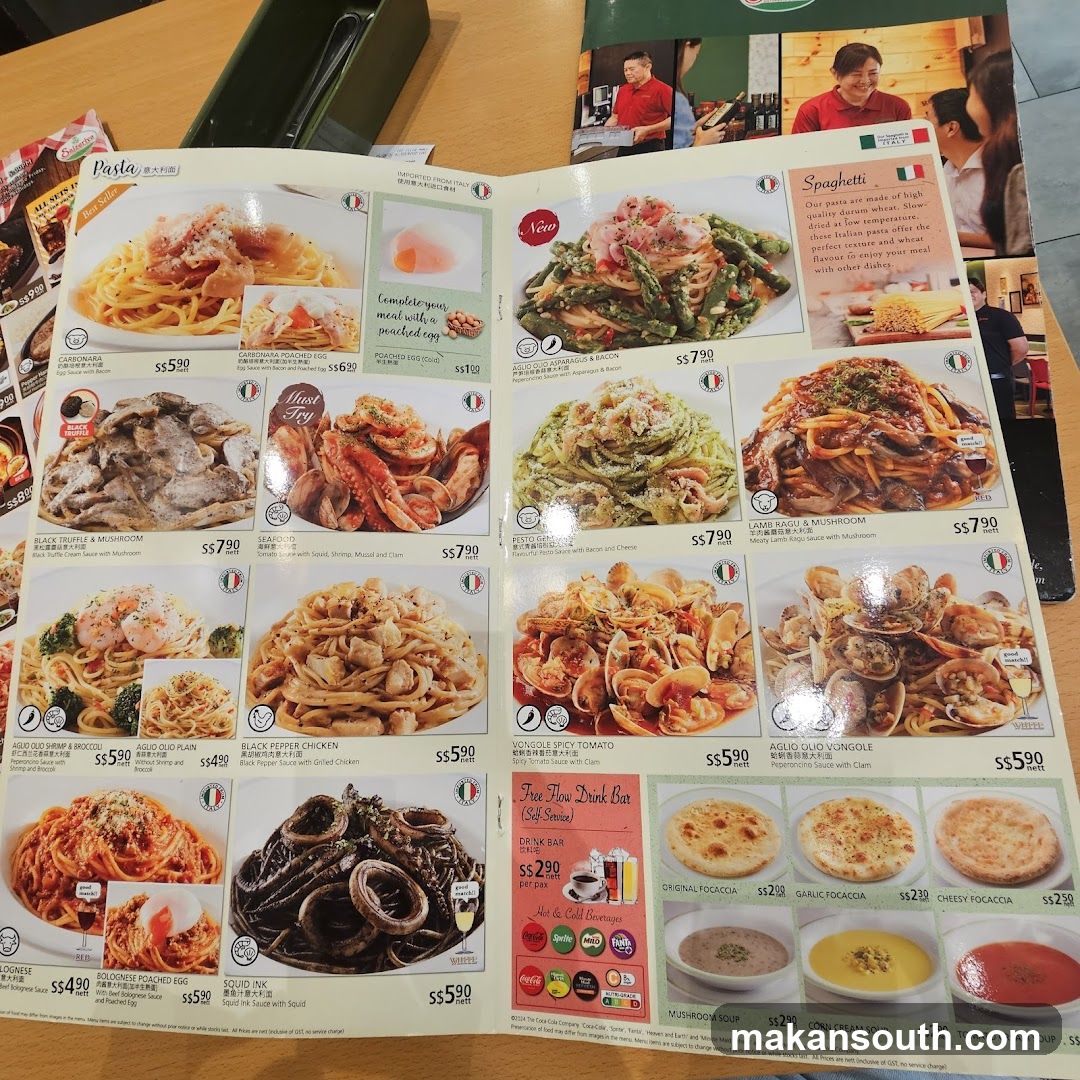 Pasta Menu