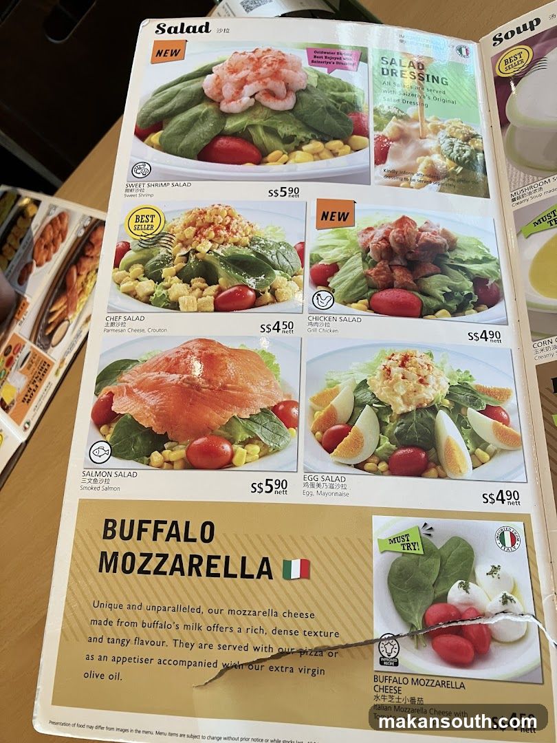 Salad Menu Page